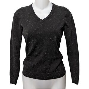 MARGARET O’LEARY Speckled Cotton V-Neck Sweater XS